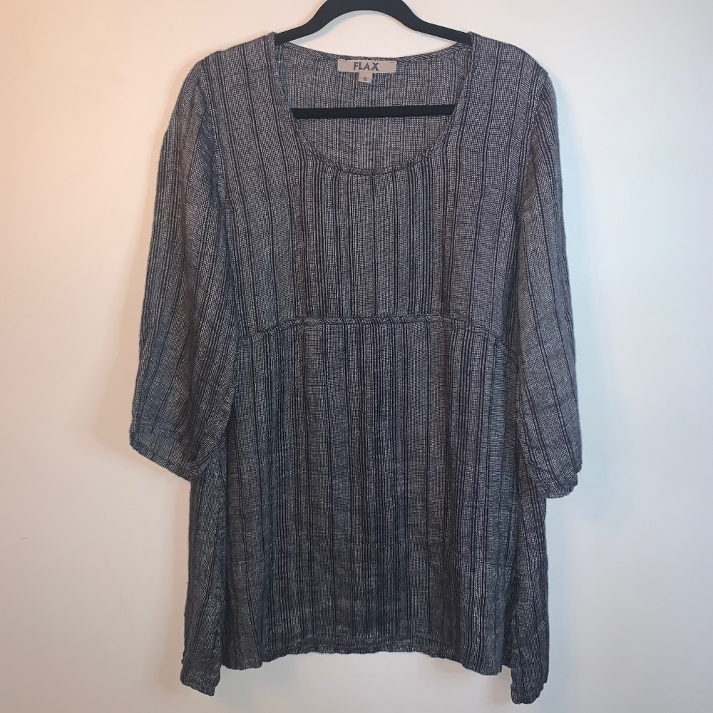 Flax Linen Striped Tunic 100% Linen S